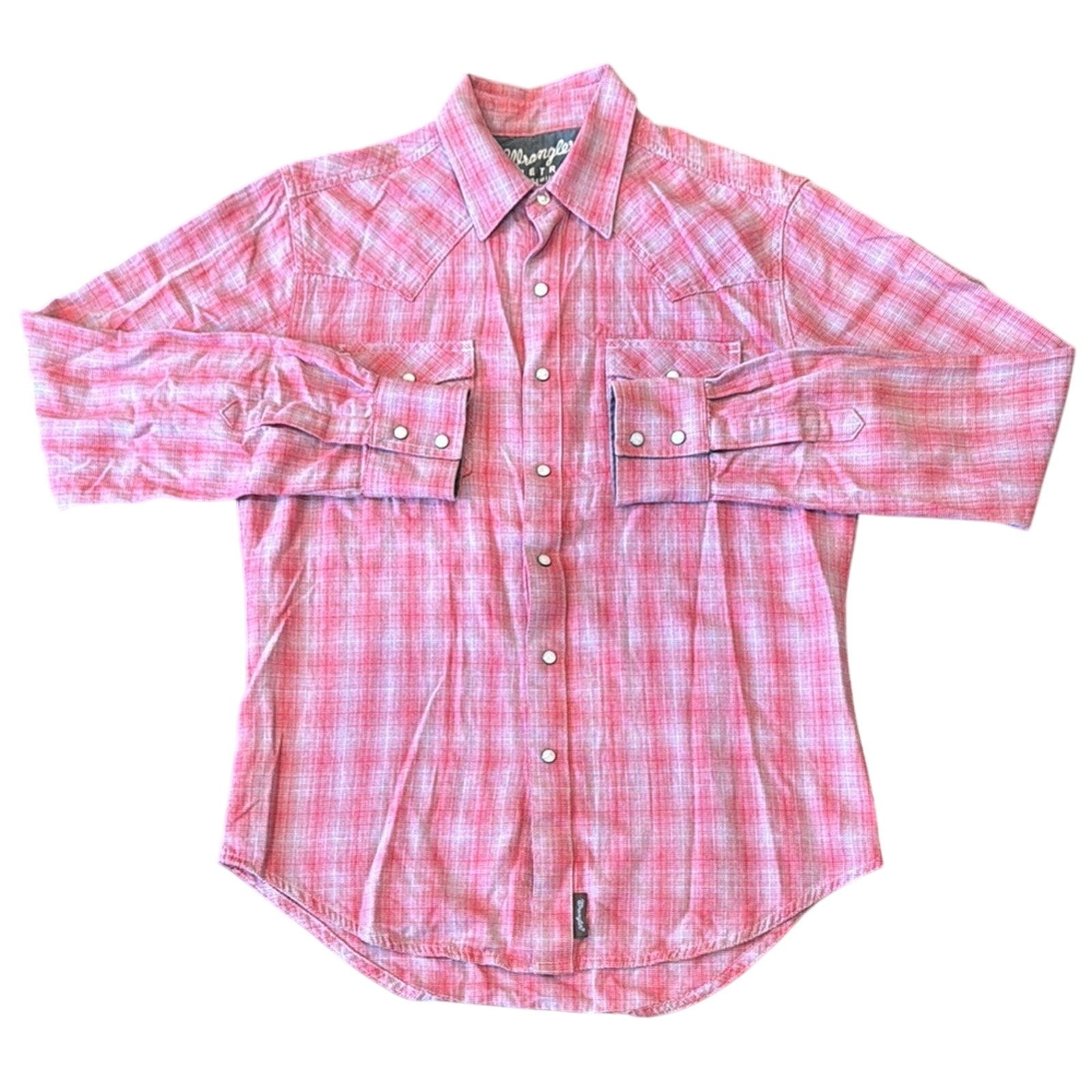 Wrangler Men's Retro Long Sleeve Plaid Shirt Red Gray Size M